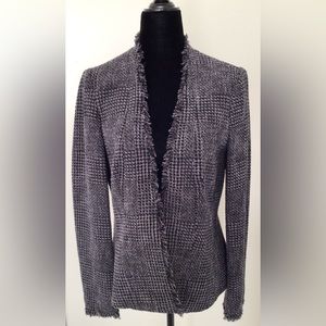 REBECCA TAYLOR Grey Lavender Houndstooth Single Breast Jacket 6 US AS NEW